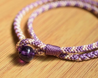 Fujisaburo Himo x Kyoto Asahiya Pulsera trenzada Brazalete de seda pura Piedra natural Pulsera de doble envoltura Recuerdo de Kioto