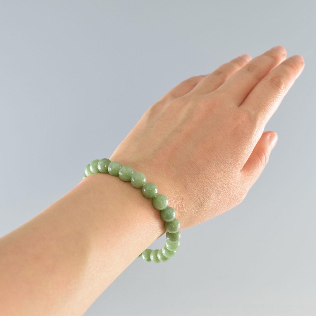 Green Jade Jadeite Bracelet Japanese Juzu Prayer Beads Rosary Hand