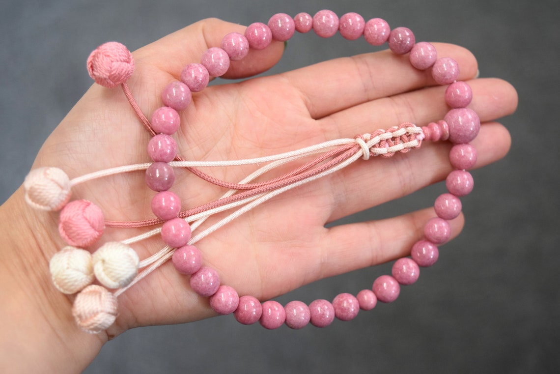 Rhodonite Prayer beads with colorful balls Japanese Juzu Nenju Etsy