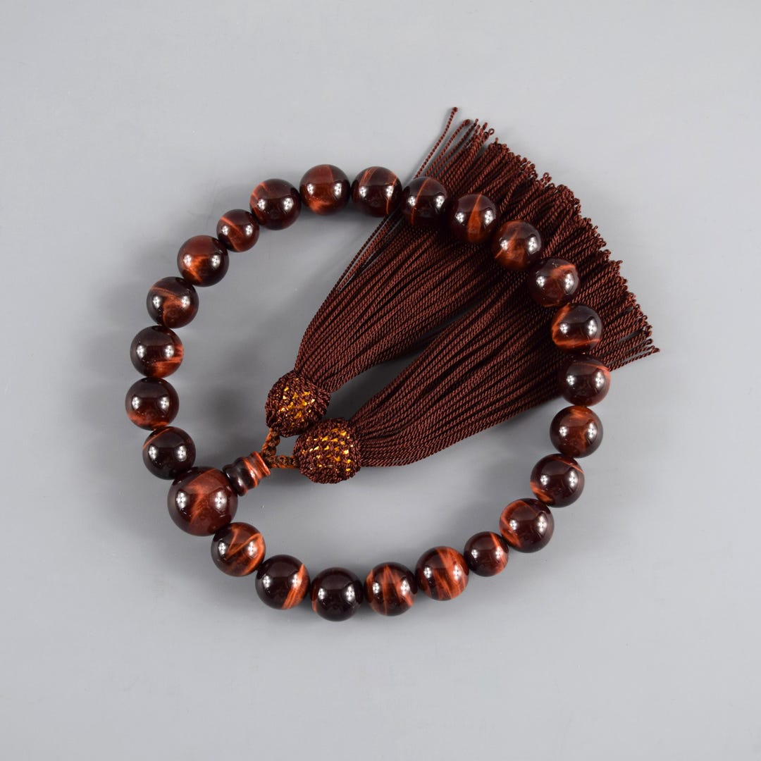 Red Tiger Eye Traditional Japanese Juzu Buddhist Prayer Beads Asian Rosary  Handmade in Kyoto Japan Mala Beads for Unisex Special Gifts