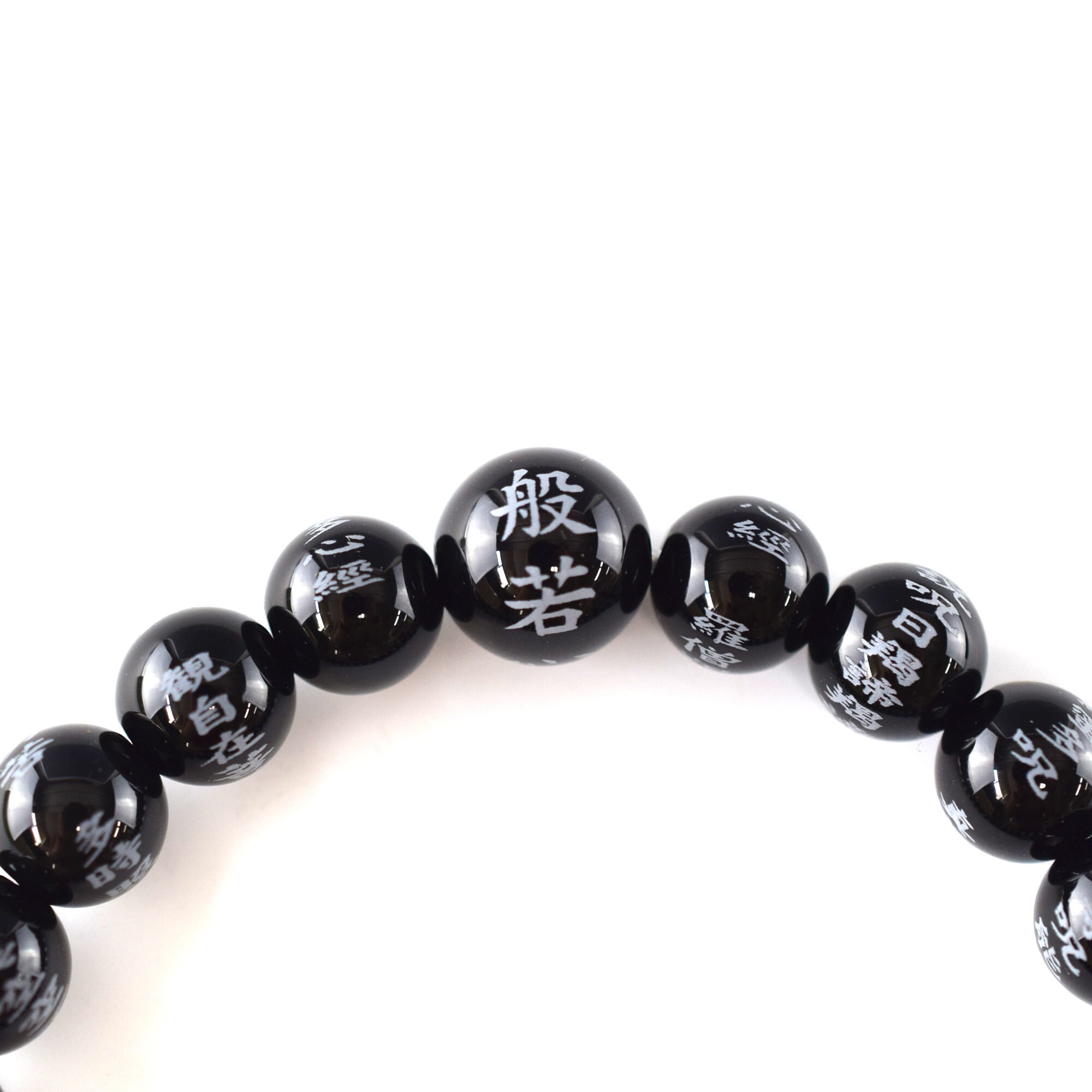 Ru.アクセサリーIZUMIさま Black Onyx Gemstone Bracelet Juzu Heart Sutra Dhyana Zen