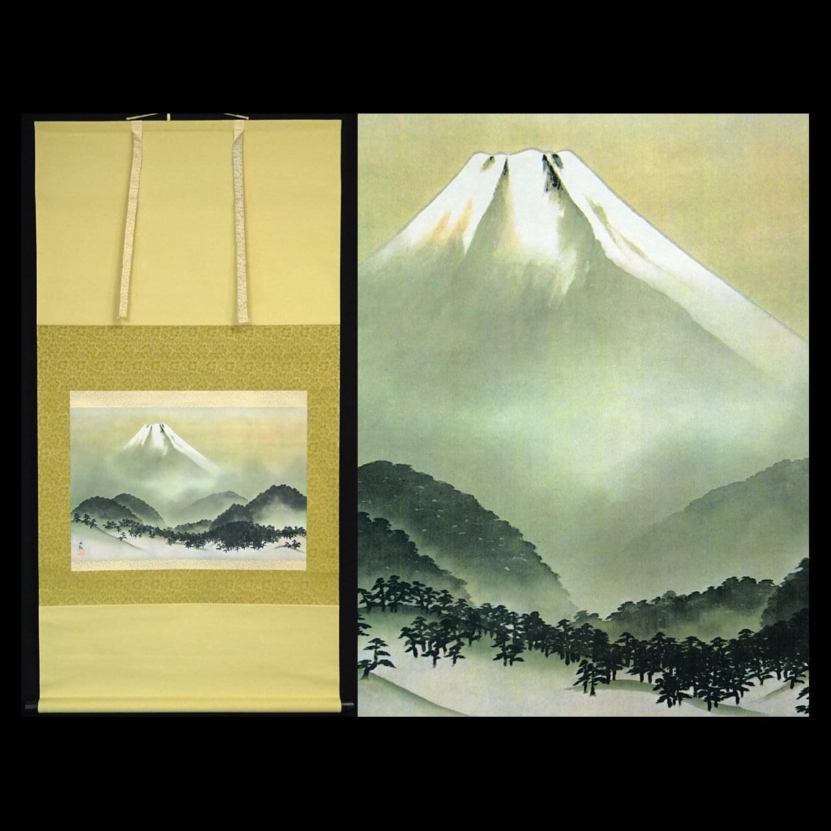 複製 掛軸 共箱付 横山大観 『名品 霊峰富士図』 絹本 掛け軸 複製 掛軸 共箱付 横山大観 『名品 霊峰富士図』 絹本 掛け軸