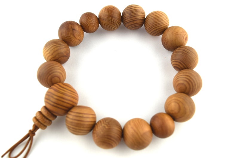Japanese Cedar Yakusugi Wood Bracelet Juzu Prayer beads Rosary dhyāna Zen Kyoto rare Natural Gift Present Mala Guru Bead for Men image 4