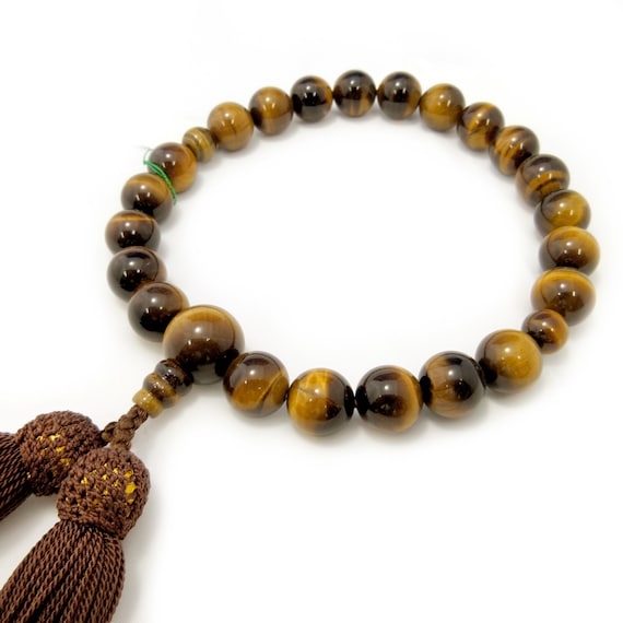 Brown Tiger Eye Japanese Juzu Beads Buddhist Prayer Beads Asian Rosary Mala Beads Handmade in Kyoto Gift for Men Yoga Meditation Etsy UK