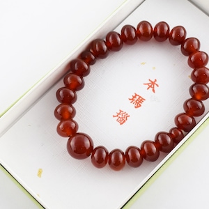 10mm Red Agate Beads Bracelet Japanese Juzu Prayer bead Asian Rosary Jewel Handmade in Kyoto Healing Buddhism Meditation Yoga Birthday gifts
