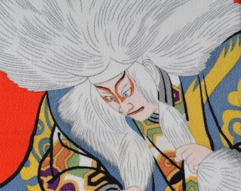 Furoshiki (tela japonesa para envolver) - Estampados ukiyo-e de Belleza del Paraguas, Belleza del Tambor, Chica Glicina, Hermanas, Biombo Hikone, León Espejo, Kanjincho (Libro del Amor), 100 % rayón, 68 cm