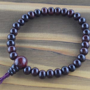 Shitan Japanese Rosewood Bracelet Japanese Juzu Prayer beads Asian Rosary Mala Beads Bracelet Handmade Wood Bracelet for Men Gift for him