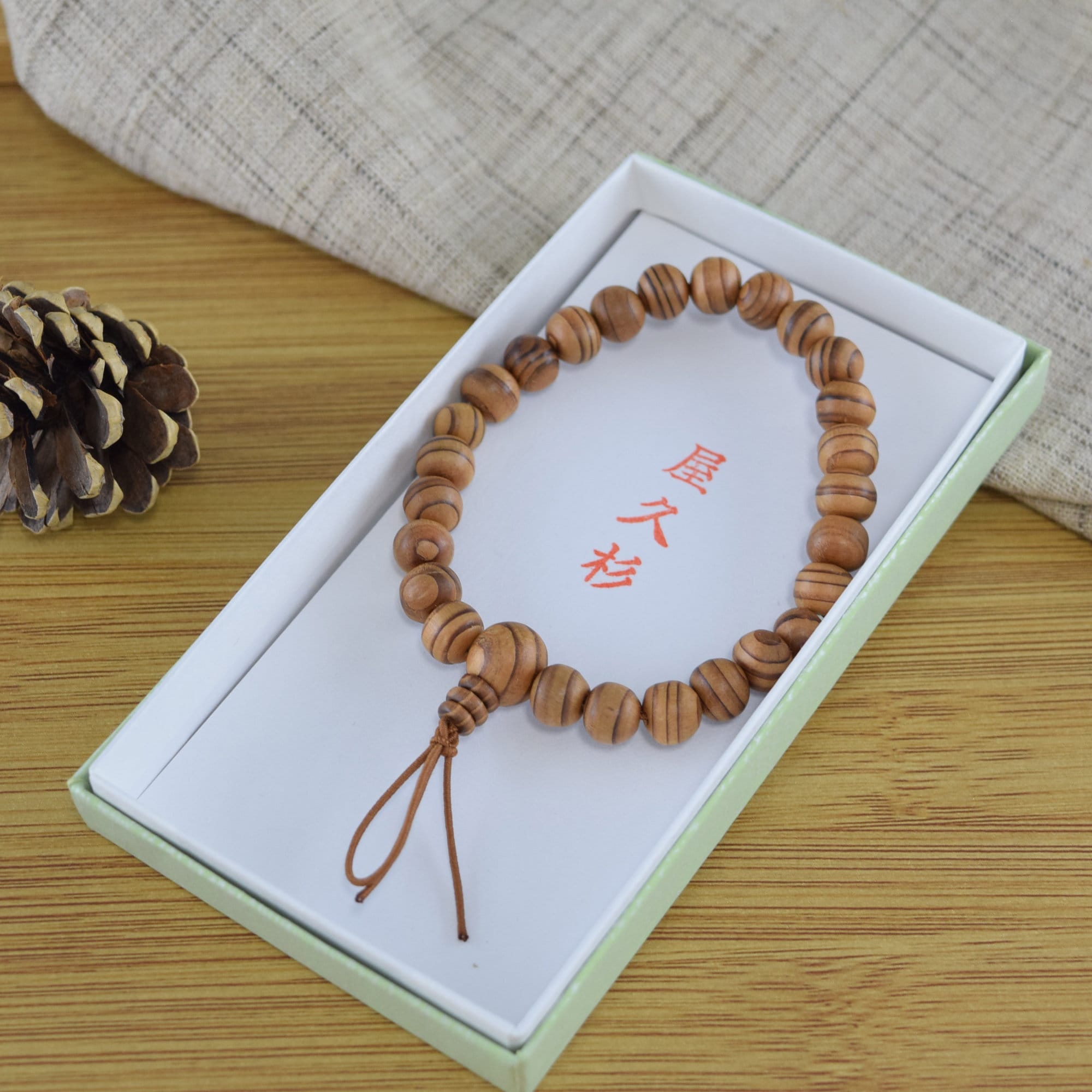8mm Japanese Cedar Yakusugi Wood Bracelet Juzu Prayer beads Rosary dhyāna Zen Kyoto rare Natural Gift Present Mala Guru Gifts