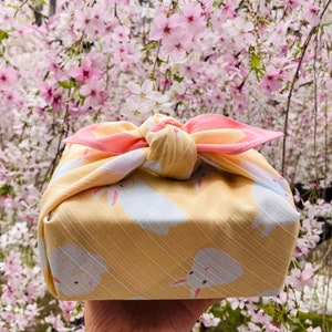 50cm Furoshiki Japanese Cotton Wrapping Cloth, Rabbit Bento Bag, Fabric, handkerchief, Gift Wrapping, handmade Table mat, Aminal