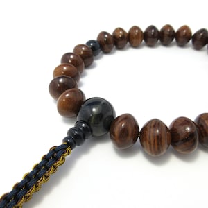 Sendan wood beads Gemstone Tiger eye Indian Jade Agate Japanese Traditional Juzu Buddhist Prayer beads  Asian Rosary Handmade Kyoto