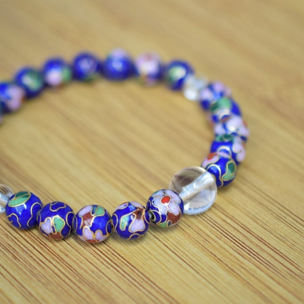 Japan Handmade cloisonné enamel beads & Clear Crystal beads Bracelet for Unisex Gifts for Women Birthday Gifts for Men Bracelet for Her