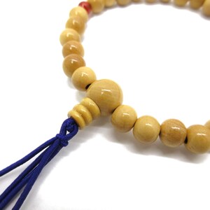 Japanese Tsuge Wood Beads Bracelet | Handmade In Kyoto | Buddhist Juzu Mala With Heart Sutra - View #5