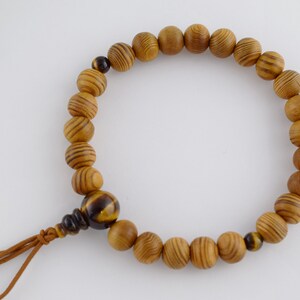 Handmade Japanese Kitayamasugi Kyoto Cedar Wood Bracelet - Stretch Rosary Beads For Men, Juzu-Style Mala Bead Bracelet Gift - View #8