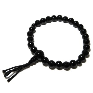 Black Onyx Japanese Juzu Bracelet Prayer beads Asian Rosary Cool Zen Handmade in Kyoto Gift for he Men&#39;s bracelet Gemstone Mala Beads
