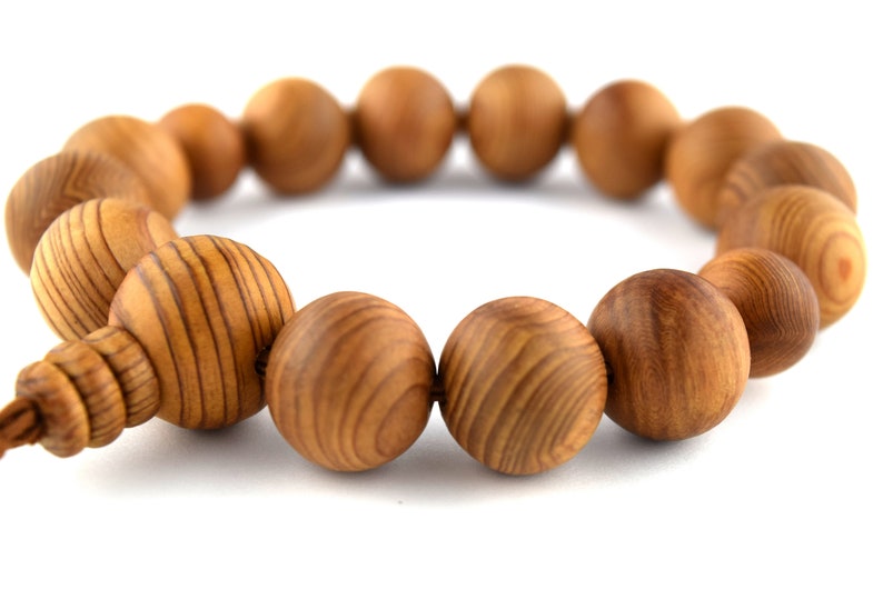 Japanese Cedar Yakusugi Wood Bracelet Juzu Prayer beads Rosary dhyāna Zen Kyoto rare Natural Gift Present Mala Guru Bead for Men image 9