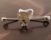 Vintage Shamrock and Harp Pin Made in England Baby Shower Gift Irish Baby Luck Pin