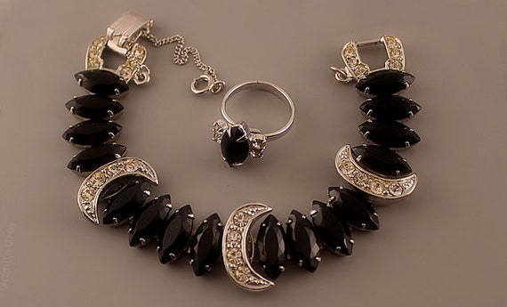 Sarah Coventry VIENNA NIGHTS Bracelet & Jet Navett