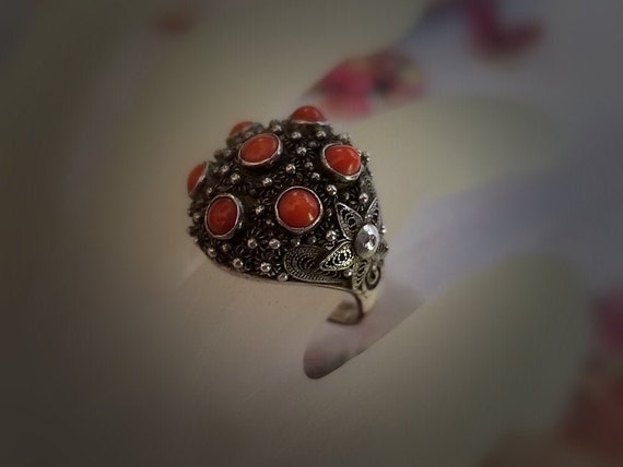 Old CHINESE EXPORT Handcrafted Silver Filigree Re… - image 5