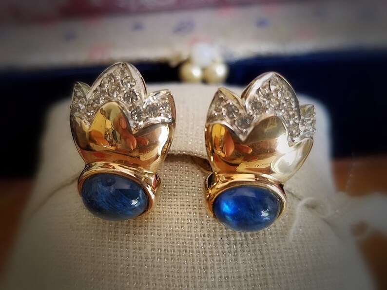 Vintage Ultima Edizione 800 Silver Blue Glass Gemstone Earrings