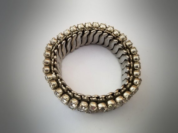 Expandable Clear Rhinestone Bracelet | Vintage 19… - image 4