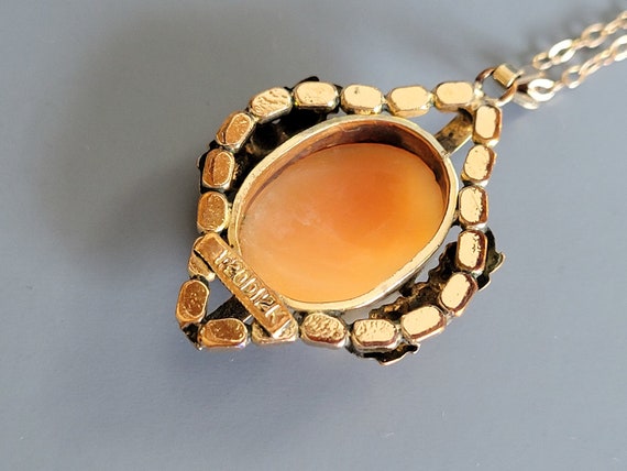 Vintage Gold Filled Carved Shell Cameo Pendant Ne… - image 3