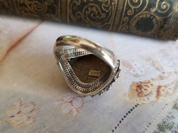 Old CHINESE EXPORT Handcrafted Silver Filigree Re… - image 3