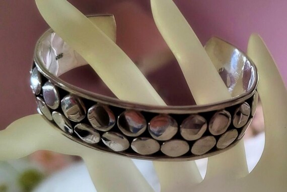 Vintage Raised Dot 925 Solid Sterling Silver Bang… - image 3