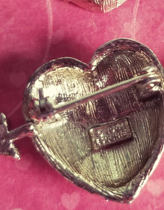 Vintage Valentine Heart Brooch Set - Pierced by A… - image 5