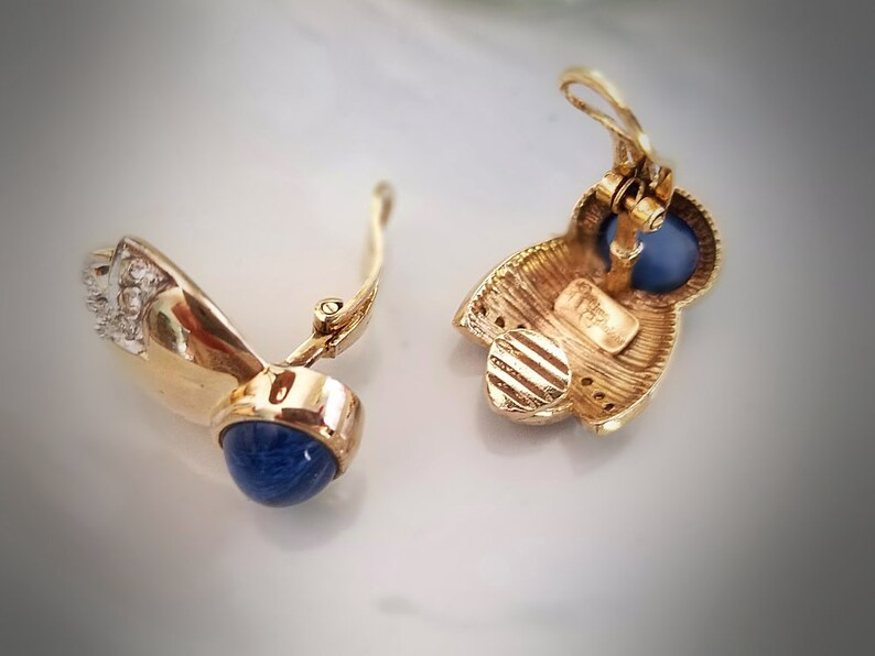 Vintage Ultima Edizione 800 Silver Blue Glass Gemstone Earrings