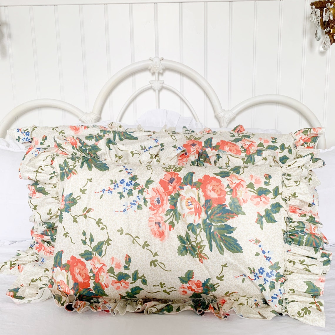Vintage Floral Pillowcases made with Sanderson Fabric Etsy
