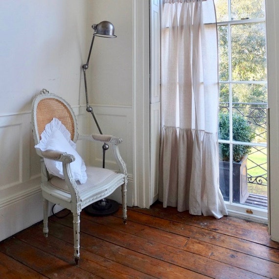 Linen Curtains Gathered Linen Linen Curtain Panels Shabby Etsy
