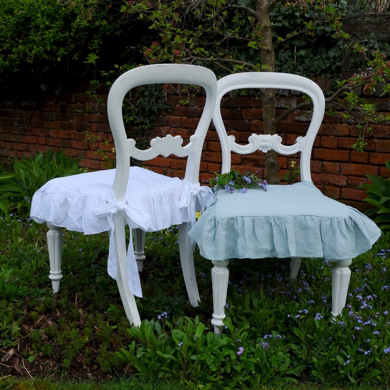 Chair Cover Ruffled Linen Dining Chair Covers Slipcover Etsy
