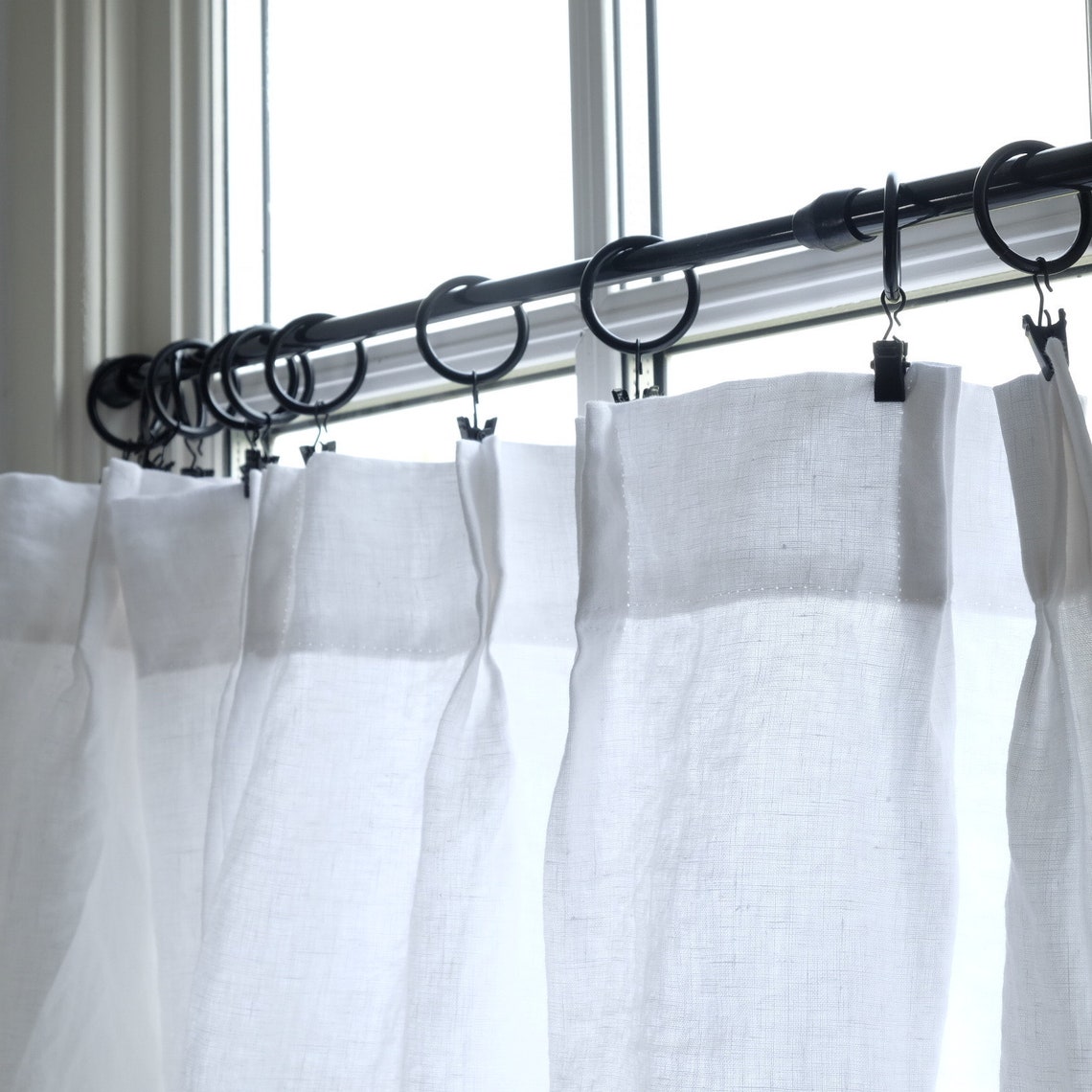 Cafe Curtain Rings Linen Cafe Curtain Rings Black Metal Etsy