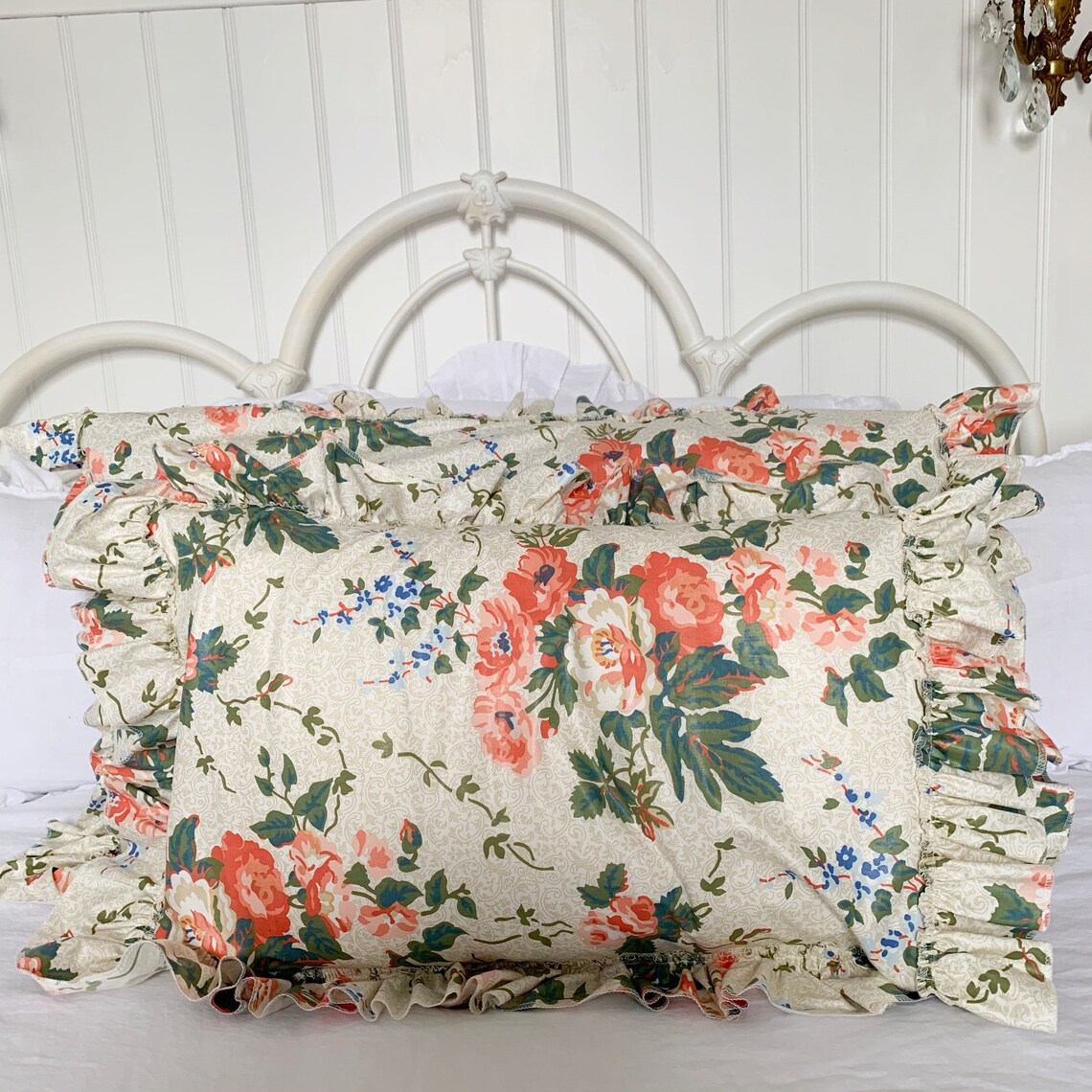 Vintage Floral Pillowcases made with Sanderson Fabric Etsy