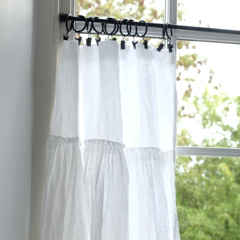 Cafe Curtain Rings Linen Cafe Curtain Rings Black Metal Etsy