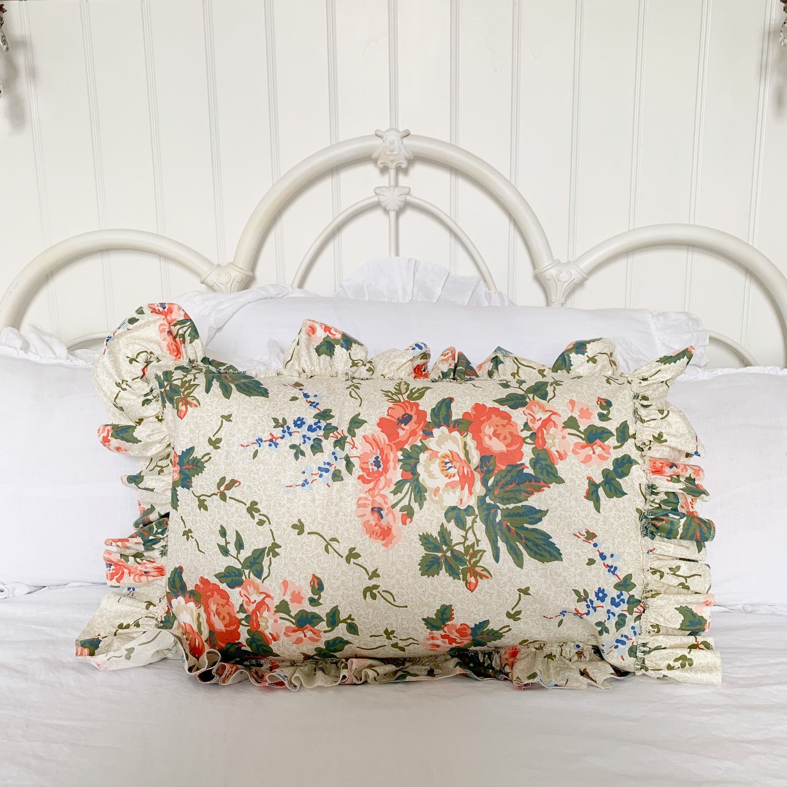 Vintage Floral Pillowcases made with Sanderson Fabric Etsy