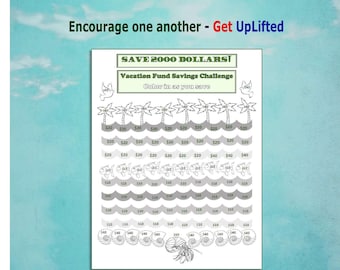 Vacation Savings Plan Challenge 2000 Savings Printable Holiday plan teaching tool to make savings fun for teachers, kids, and adults.