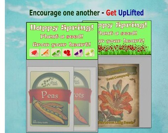 Spring Seed packet Bag Topper - use as class project, a party favor or gardener give-away. Spring/Craft Fair idea - Kids and family craft