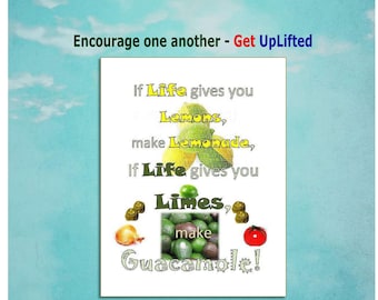Avocado lover  printable sayings for your Kitchen décor, When life give you lemons-Make Guacamole, Instant download