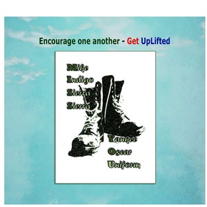 NATO Phonetic Alphabet - Miss You - Printable for your Military Spouse, Child, or Mentor who you're missing or in remembrance of a loved one