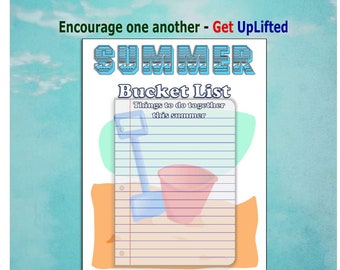 Summer Bucket List to do together with family, friends or your loved one. Visual Checklist, Planner Printable, To Do list