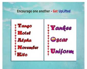 Thank you - Phonetic Alphabet Printable - to thank your military spouse or parent, a pilot or plane crew member. Includes Card Template
