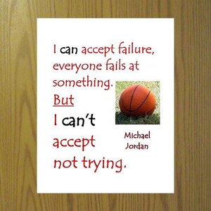 Quotable print Michael Jordan Always Try print for your sport enthusiast friend, or child, or spouse. image 2