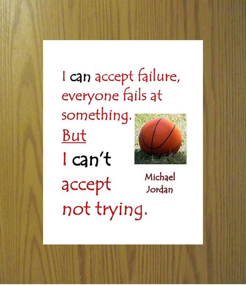 Quotable print Michael Jordan Always Try print for your sport enthusiast friend, or child, or spouse. image 2