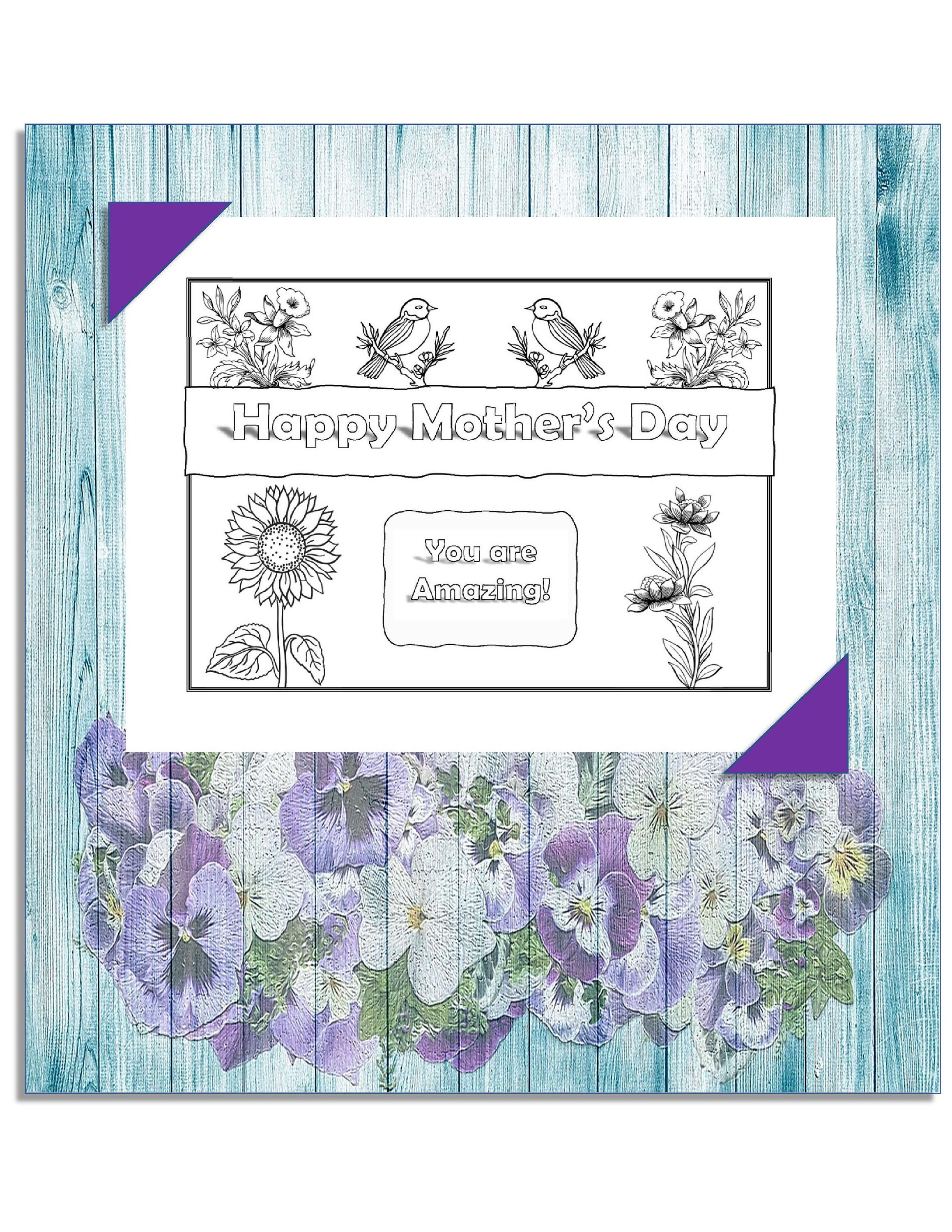 Mother's Day Coloring Page & Gift Card Holder - It Can Also Be Used