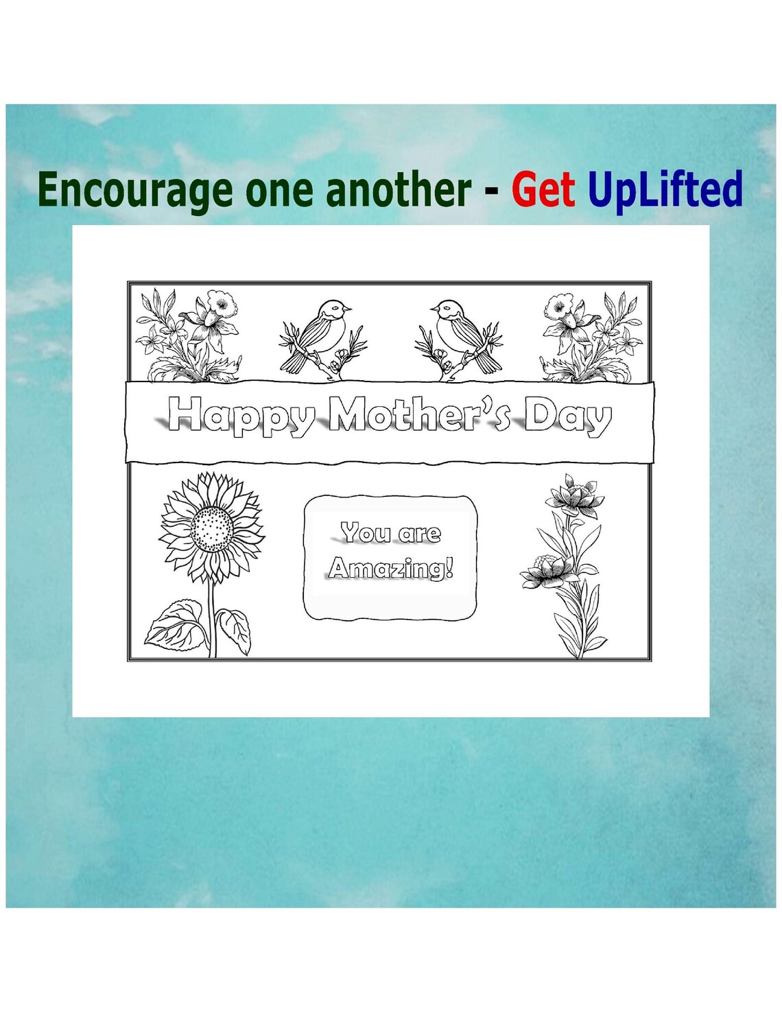 Mother's Day Coloring Page & Gift Card Holder It Can - Etsy