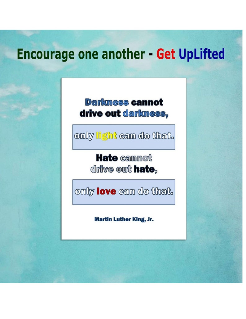 Martin Luther King Jr. Quote Inspirational Printable Light - Etsy