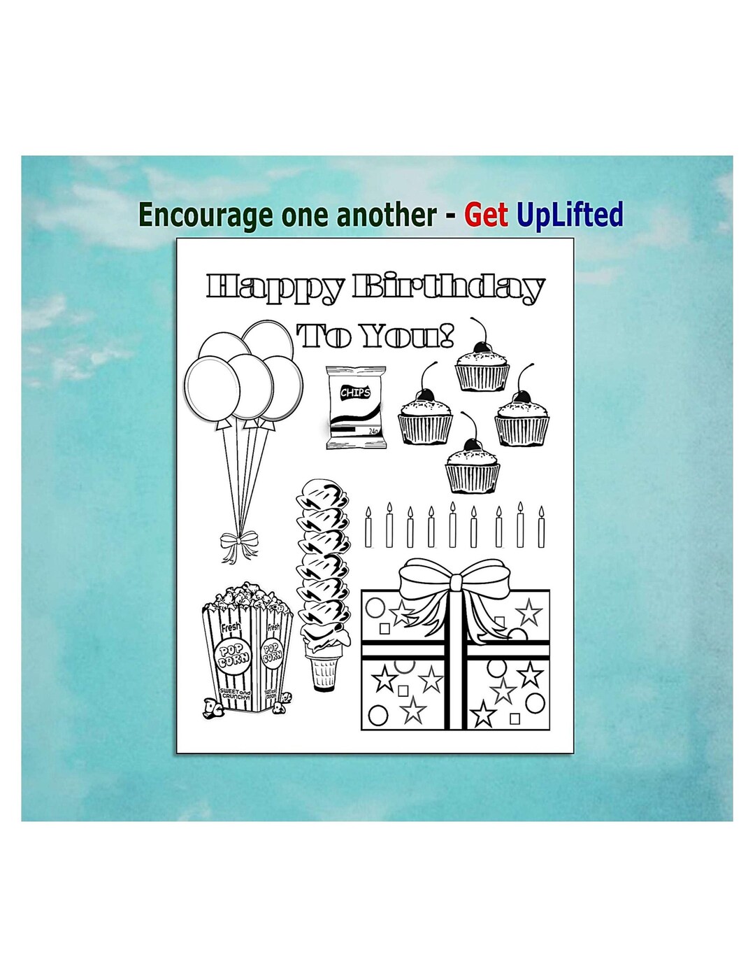 Birthday Coloring Page Printable to Color Yourself or Gift to Someone