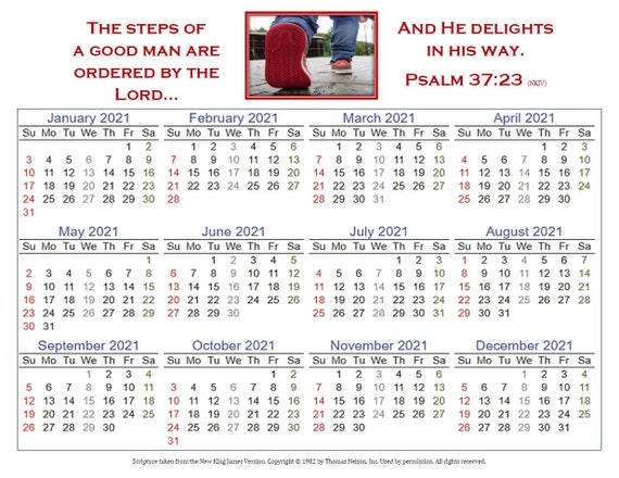 2021 Scripture Calendar One Year One Page Bible Verse Etsy bible calendar 2021