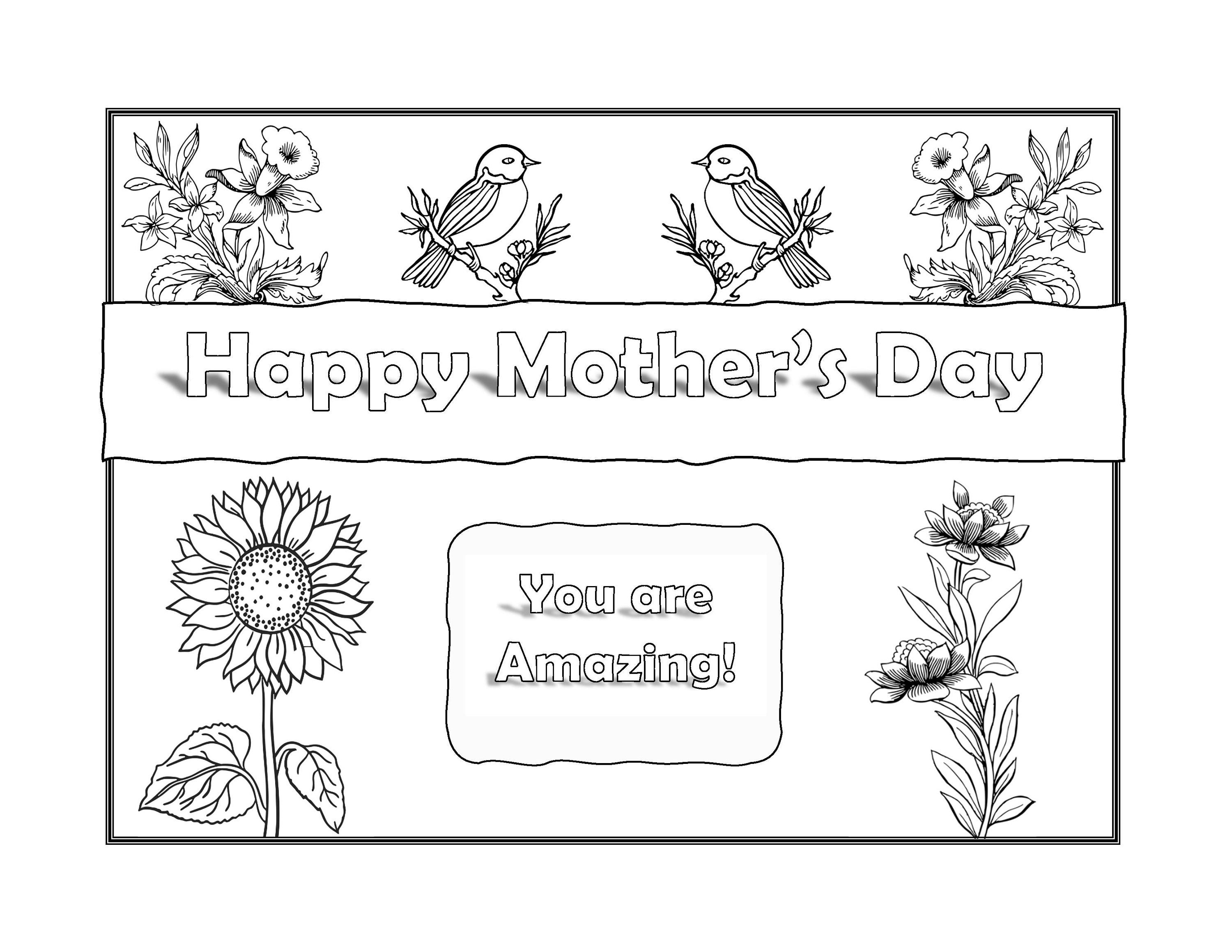 Mother's Day Coloring Page & Gift Card Holder - It Can Also Be Used